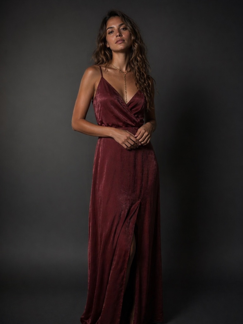 ❤️🤍💙 SALE❗️ Satin Slip Maxi Dress Burgundy Elegance